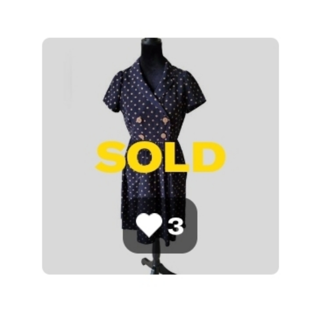 Classic Forever 21 Double Breasted Polka Dot Retro Dress Sz S